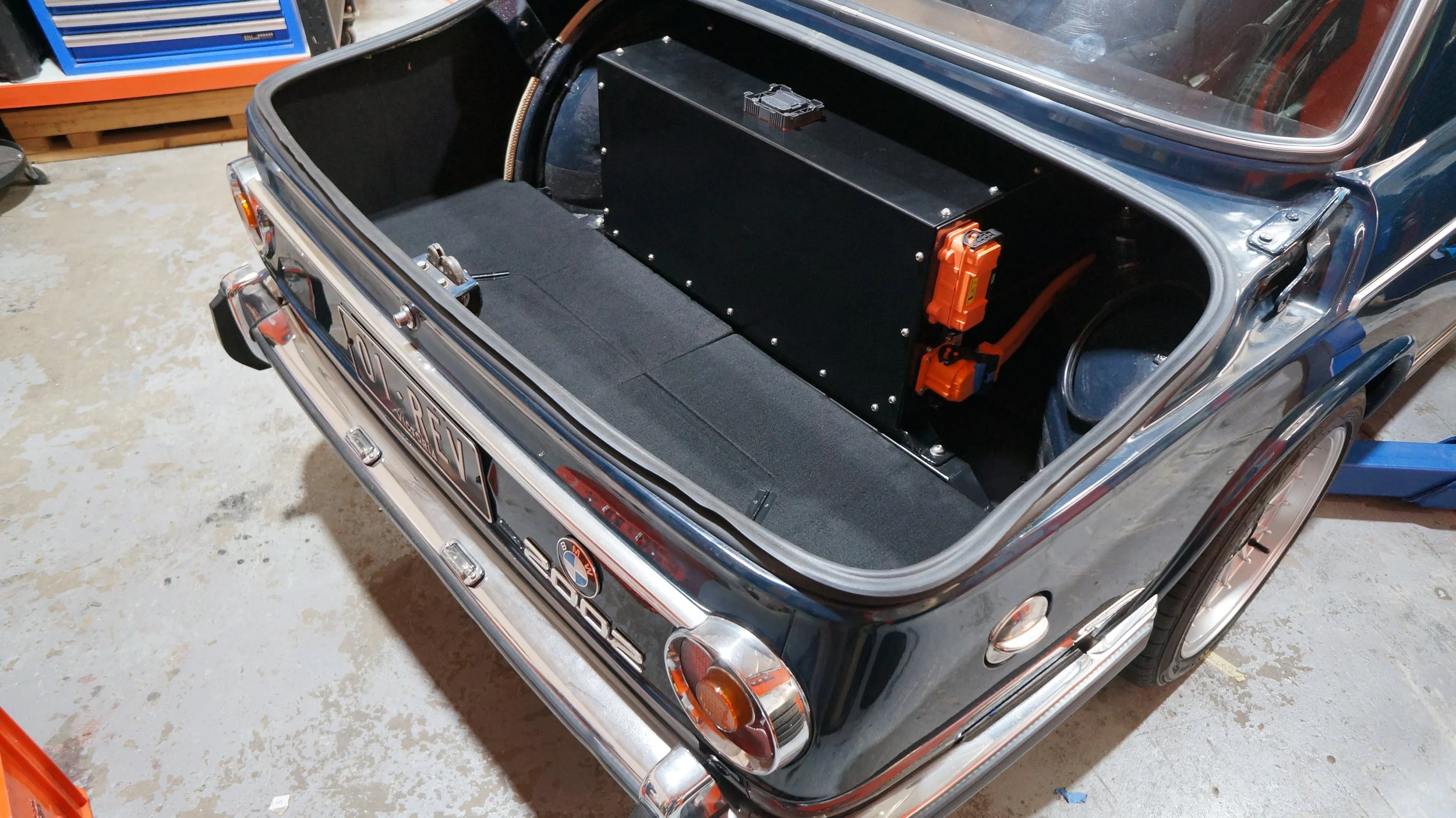 BMW 2002 EV boot and rear battery box