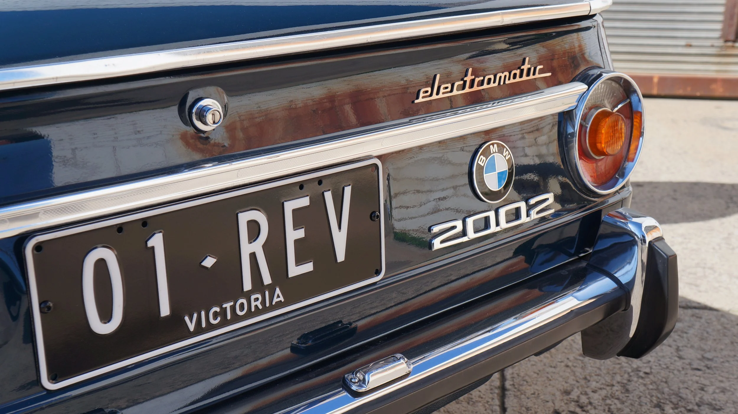Electromatic — Revival EV custom number plate on the 1972 BMW 2002