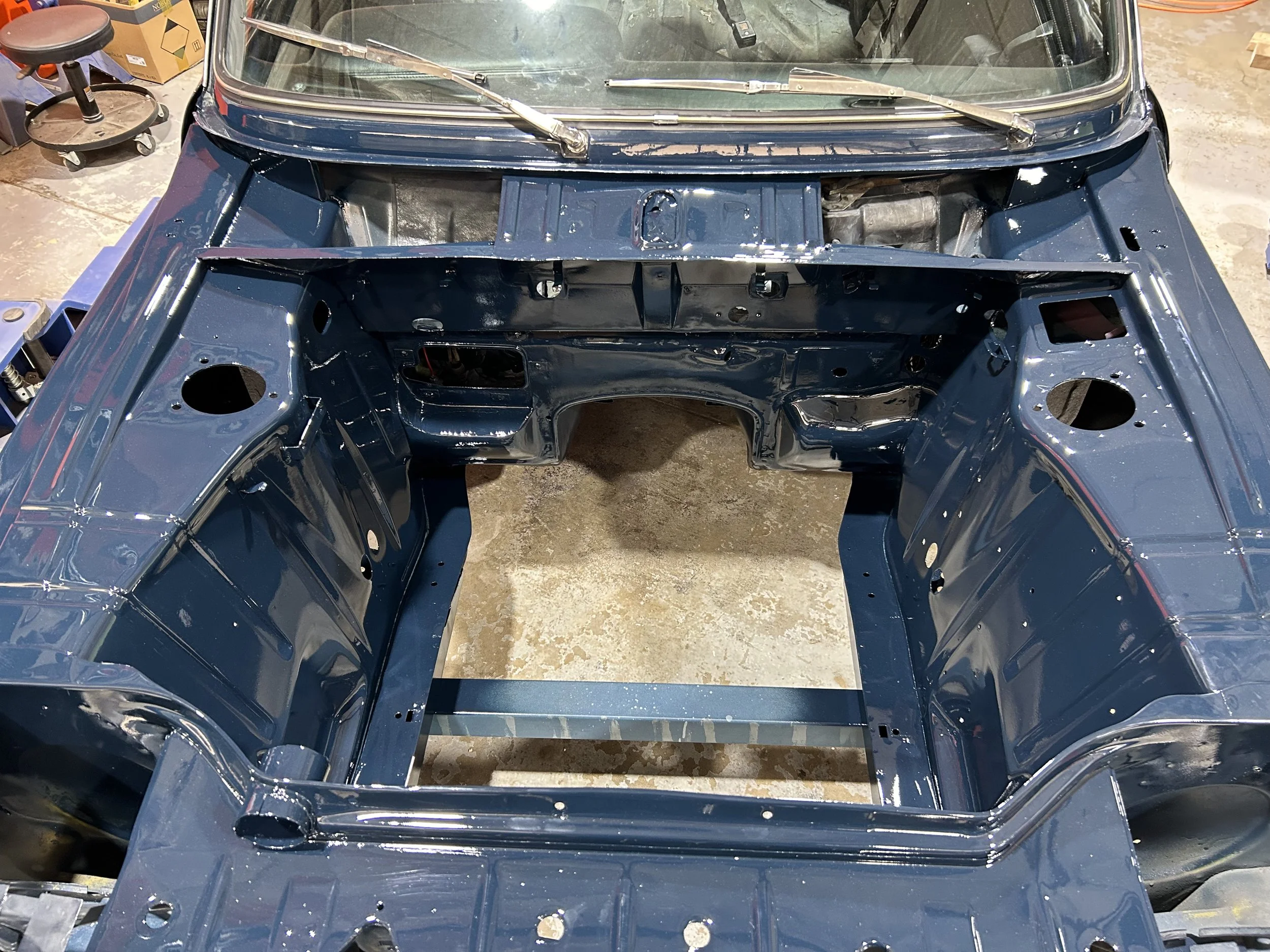 BMW 2002 EV engine bay after electric conversion